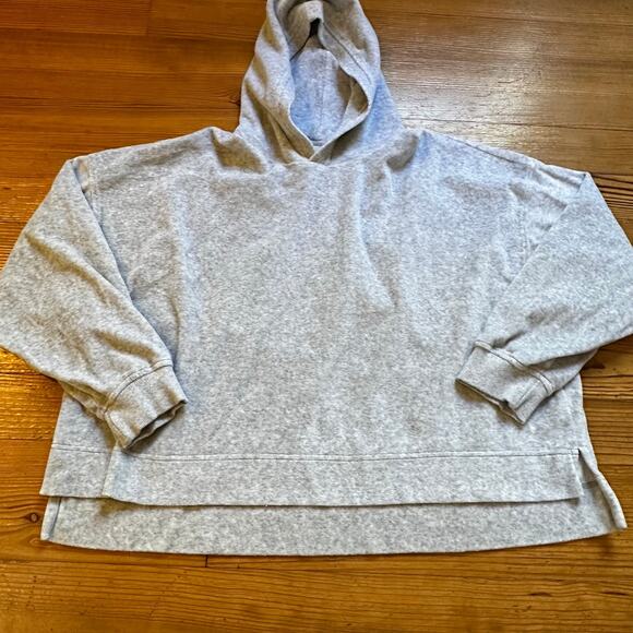 aerie Tops - Aerie light gray oversized hooded cropped sweater SIZE L
